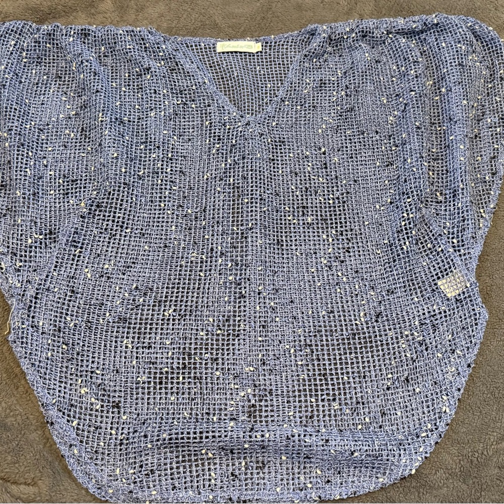 Lulu-B Blue Crochet Swim Coverup